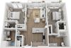 Floor plan image of B2, 2-bedroom apartment